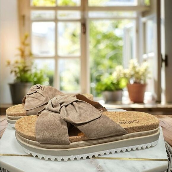 GABOR 82.851 Suede Sesame Platform Slip-on Slide Size 39 US 8.5 - Picture 7 of 15